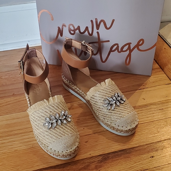 Ankle Strap Rhinestone Wedges - Picture 1 of 4